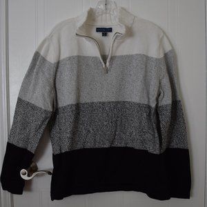 Karen Scott Gray Striped 1/4 Zip Sweater- Size XL